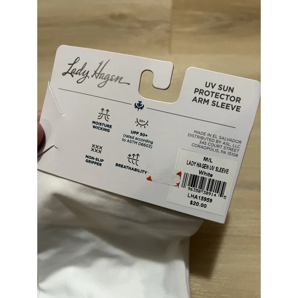 New Lady Hagen‎ Women's Sun UV UPF 50+ Protector Arm Sleeves Medium/Large White